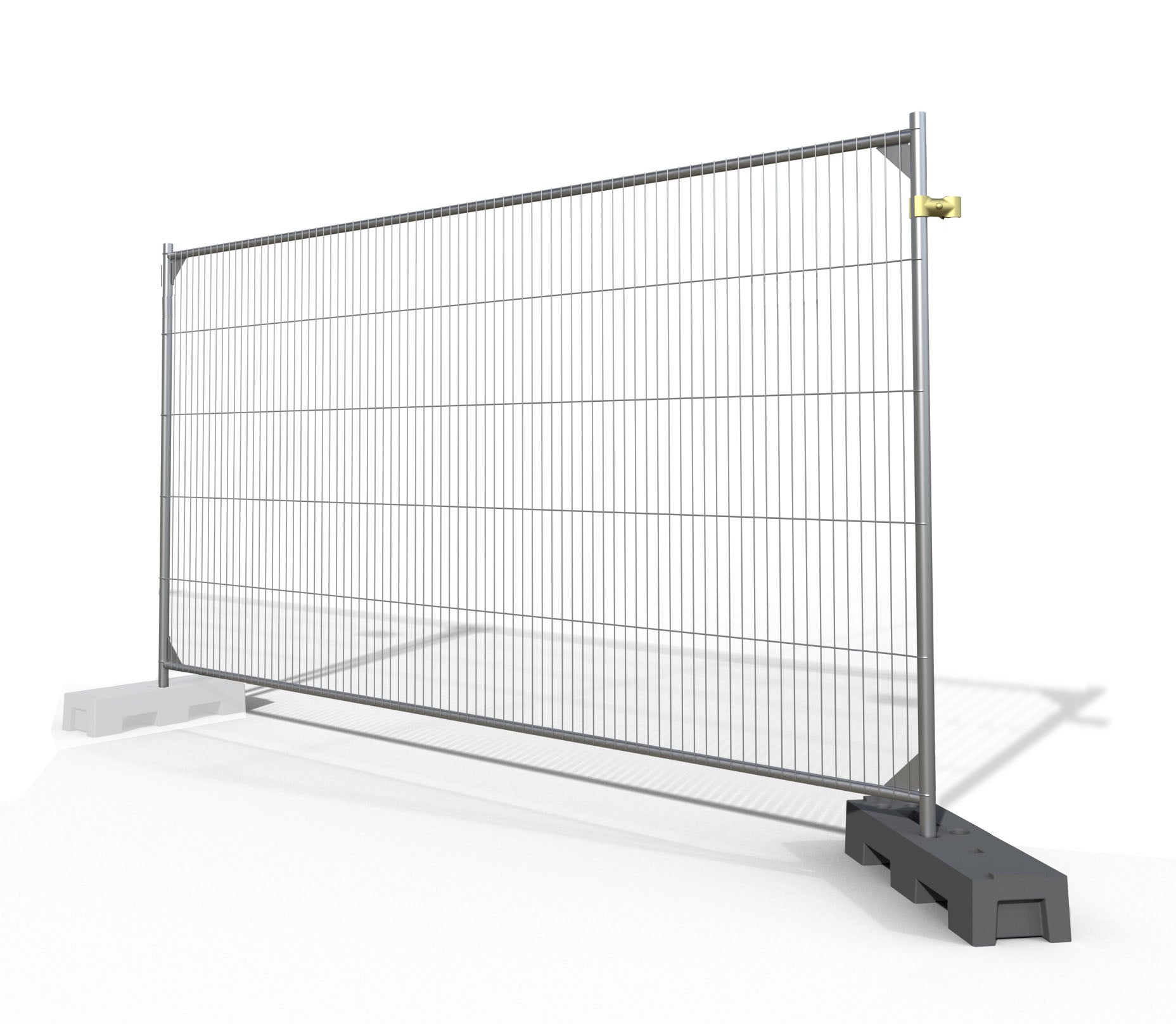 6.5 ft x 11.5 ft temporary fence panel kit featuring a galvanized steel welded wire panel with sturdy metal frame, stabilized by heavy-duty fence bases. Ideal for construction sites, event crowd control, and perimeter security.