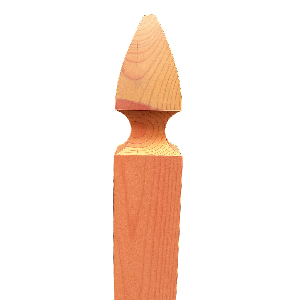 3-1/2" x 3-1/2" x 6' Treated & Stained Pine French Gothic Cut Post for Wood Fences
