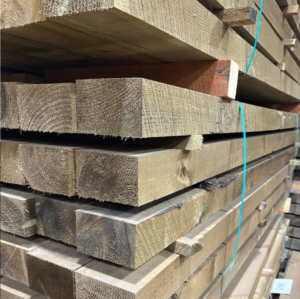 3-1/2" x 5-1/2" x 8' Treated Green Pine French Gothic Cut Post for Wood Fences