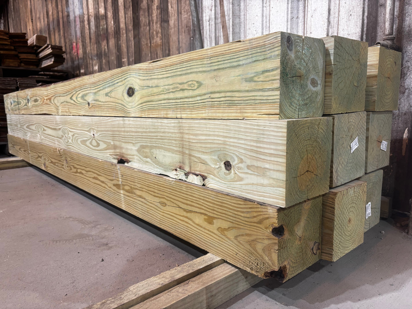 6" x 6" x 8' Treated Green Pine Post for Wood Fences