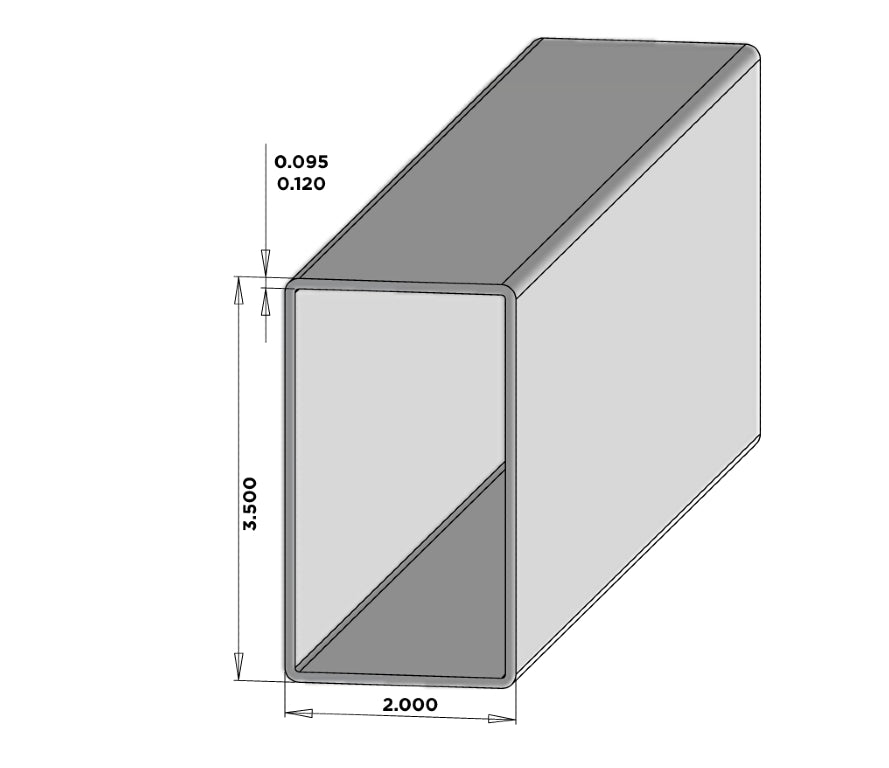 2" x 3-1/2" x 72" x .095 Routed Hollow Utility Top & Bottom Rail For Vinyl Fences (AFC-17)