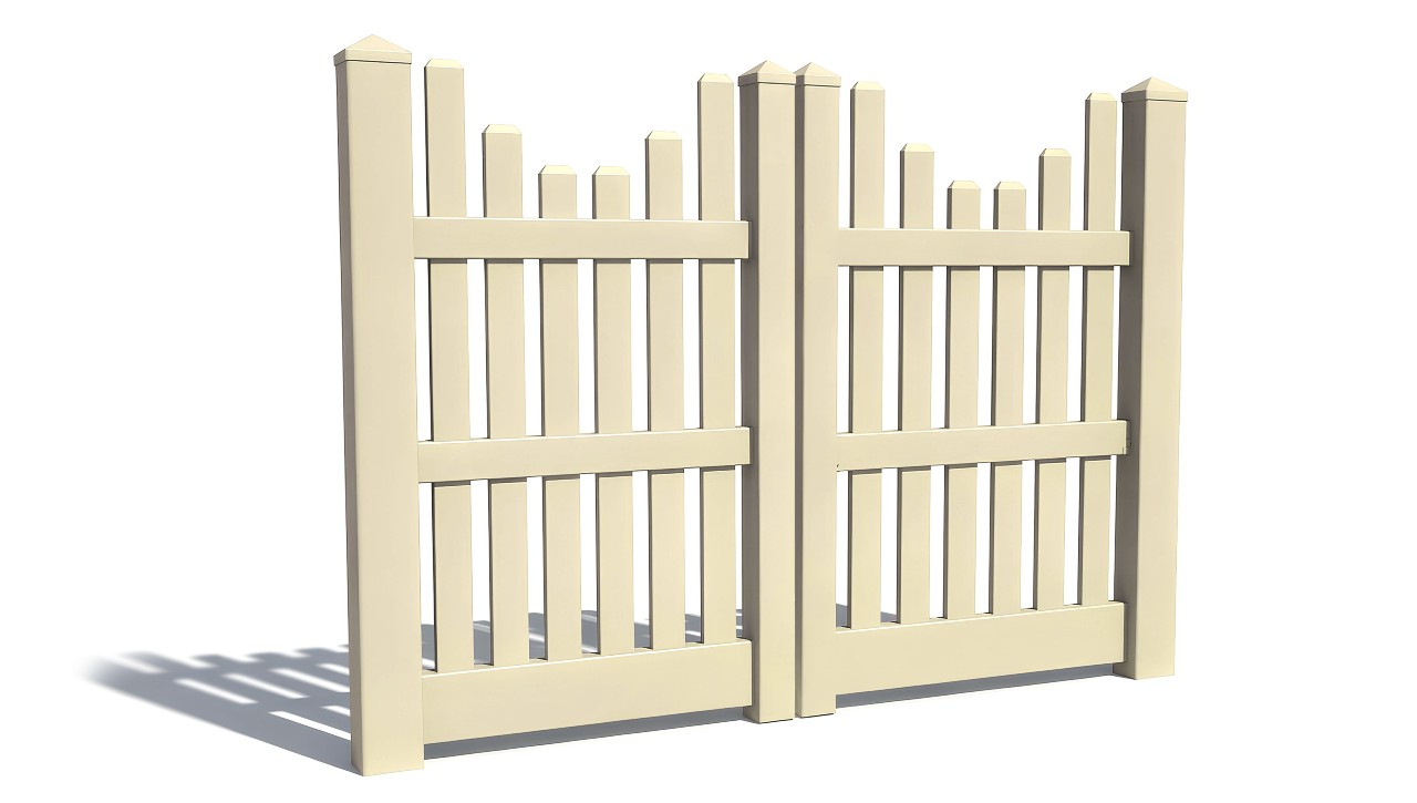 5' Tall x 6' Wide Double Drive Swing Vinyl Gate For Vinyl Fences (AFC-003)