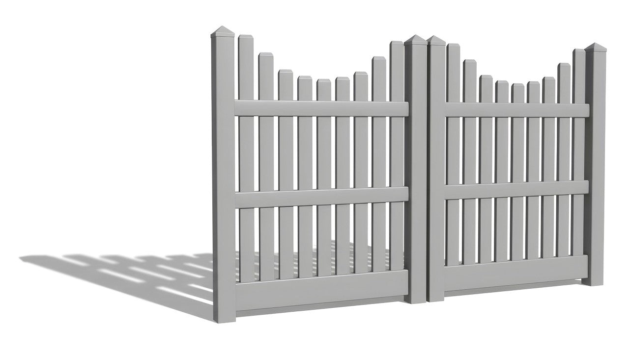 5' Tall x 8' Wide Double Drive Swing Vinyl Gate For Vinyl Fences (AFC-003)