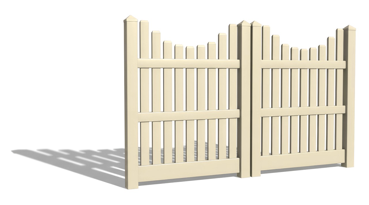 5' Tall x 8' Wide Double Drive Swing Vinyl Gate For Vinyl Fences (AFC-003)