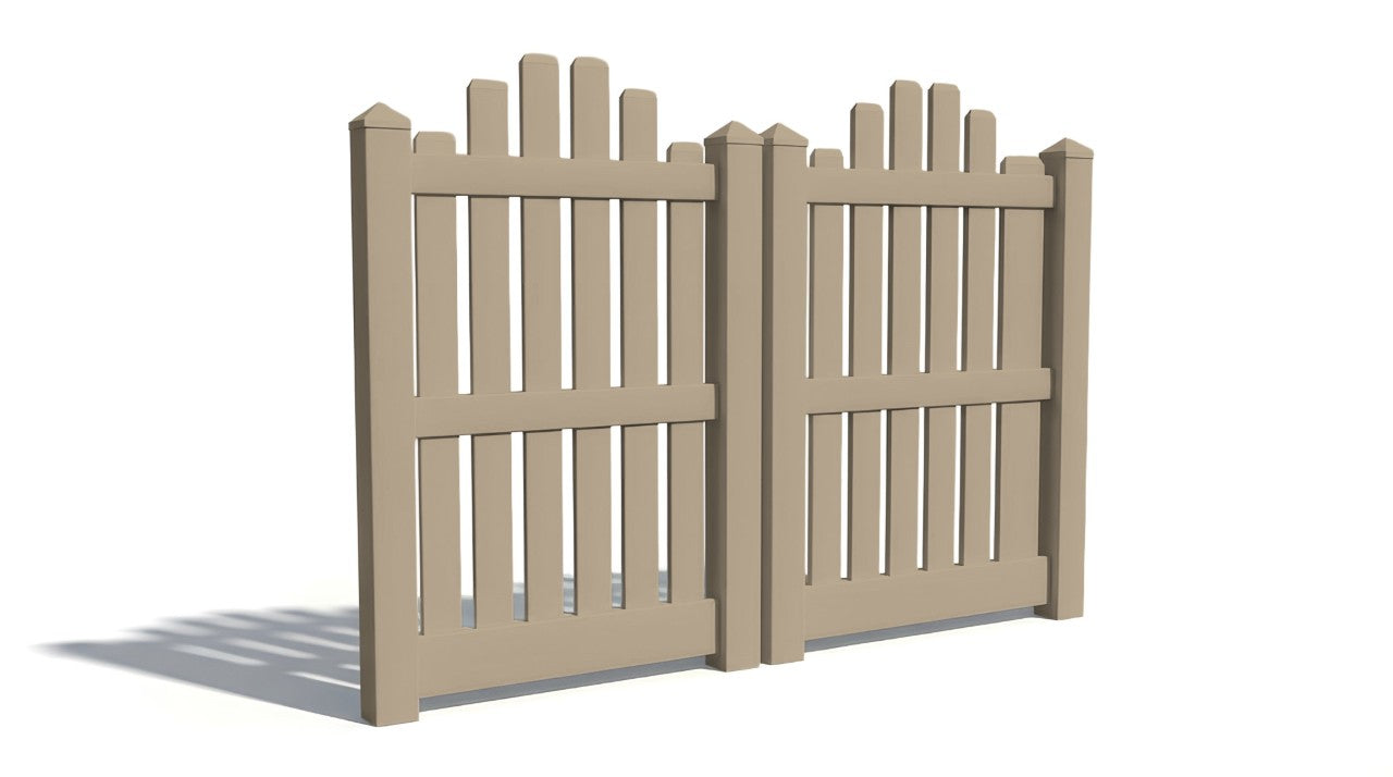 5' Tall x 6' Wide Double Drive Swing Vinyl Gate For Vinyl Fences (AFC-004)
