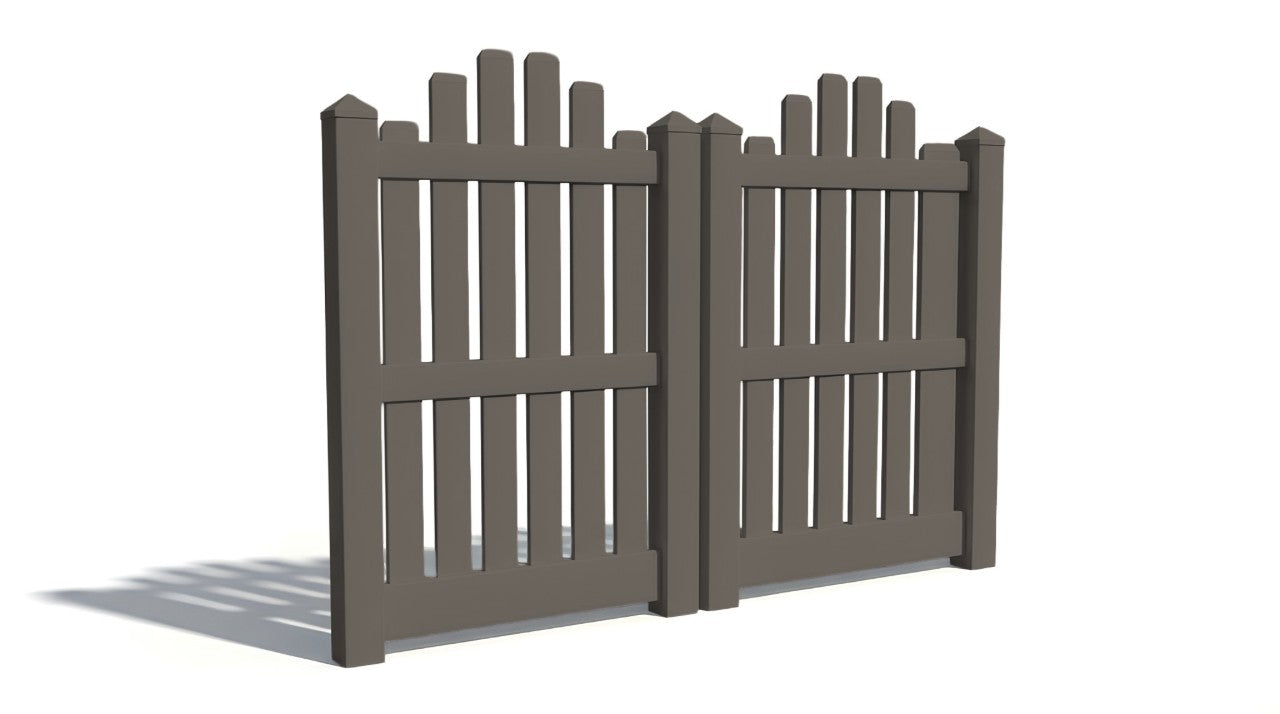 5' Tall x 6' Wide Double Drive Swing Vinyl Gate For Vinyl Fences (AFC-004)