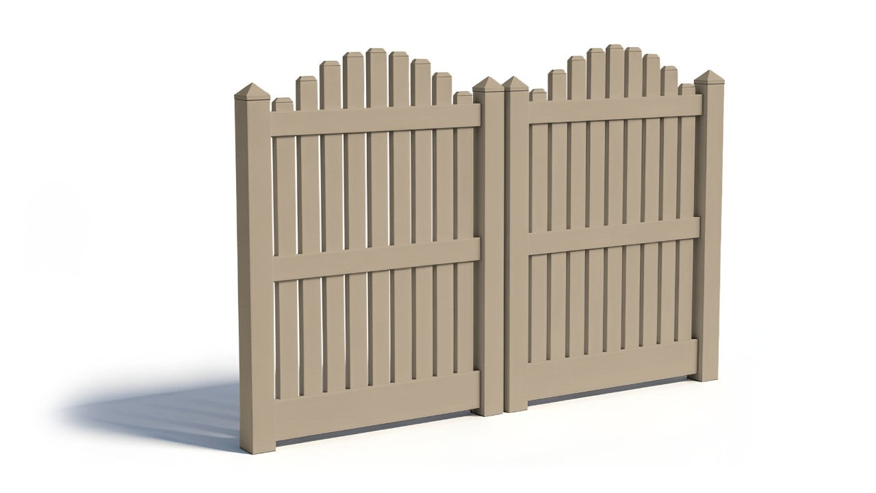 5' Tall x 8' Wide Double Drive Swing Vinyl Gate For Vinyl Fences (AFC-004)