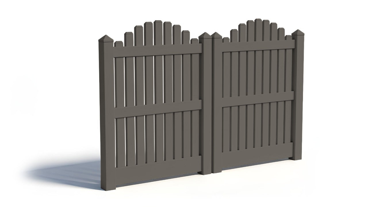 5' Tall x 8' Wide Double Drive Swing Vinyl Gate For Vinyl Fences (AFC-004)