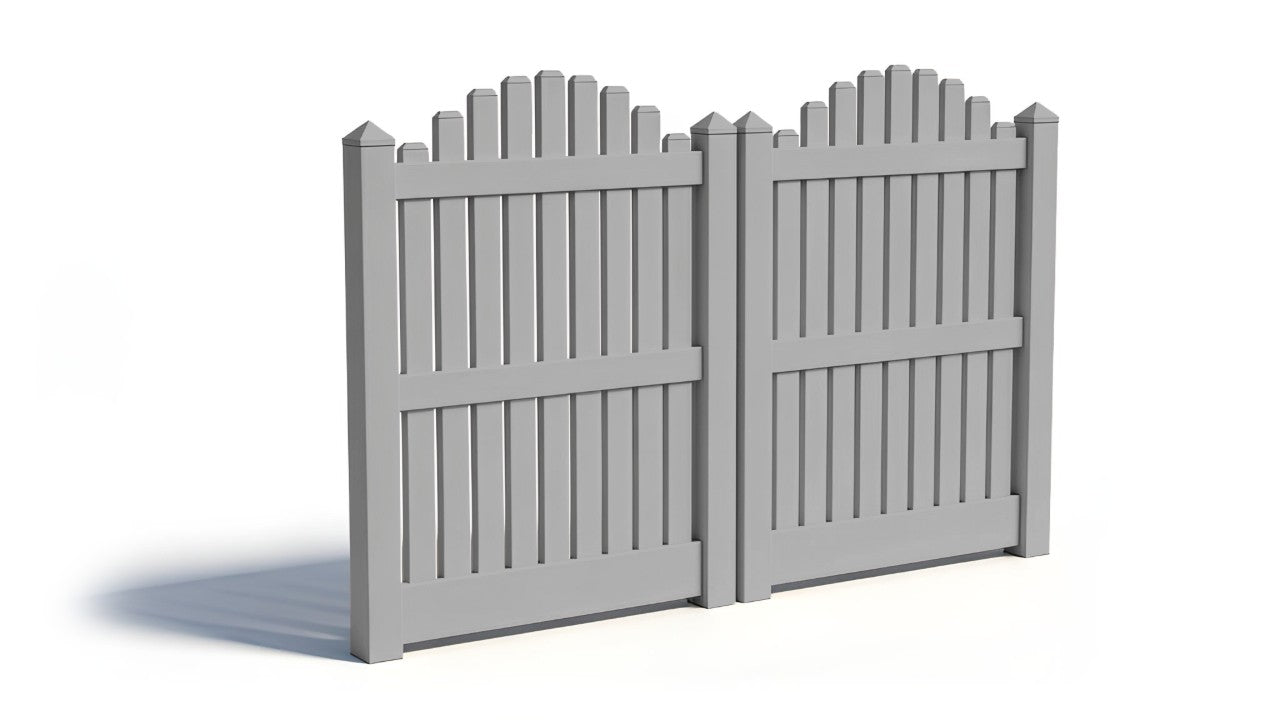 5' Tall x 8' Wide Double Drive Swing Vinyl Gate For Vinyl Fences (AFC-004)