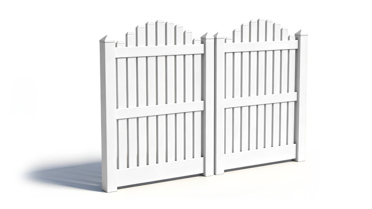 5' Tall x 8' Wide Double Drive Swing Vinyl Gate For Vinyl Fences (AFC-004)