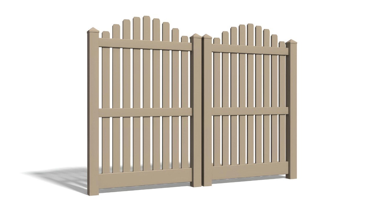 6' Tall x 8' Wide Double Drive Swing Vinyl Gate For Vinyl Fences (AFC-012)