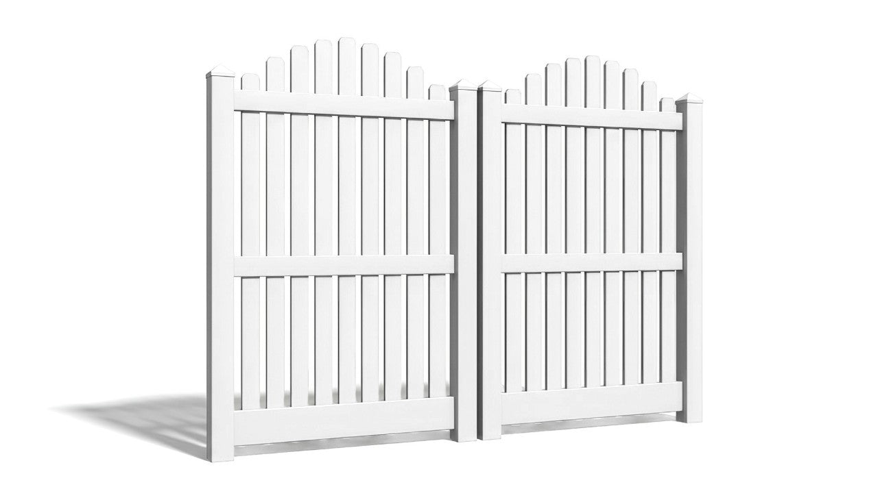 6' Tall x 8' Wide Double Drive Swing Vinyl Gate For Vinyl Fences (AFC-012)