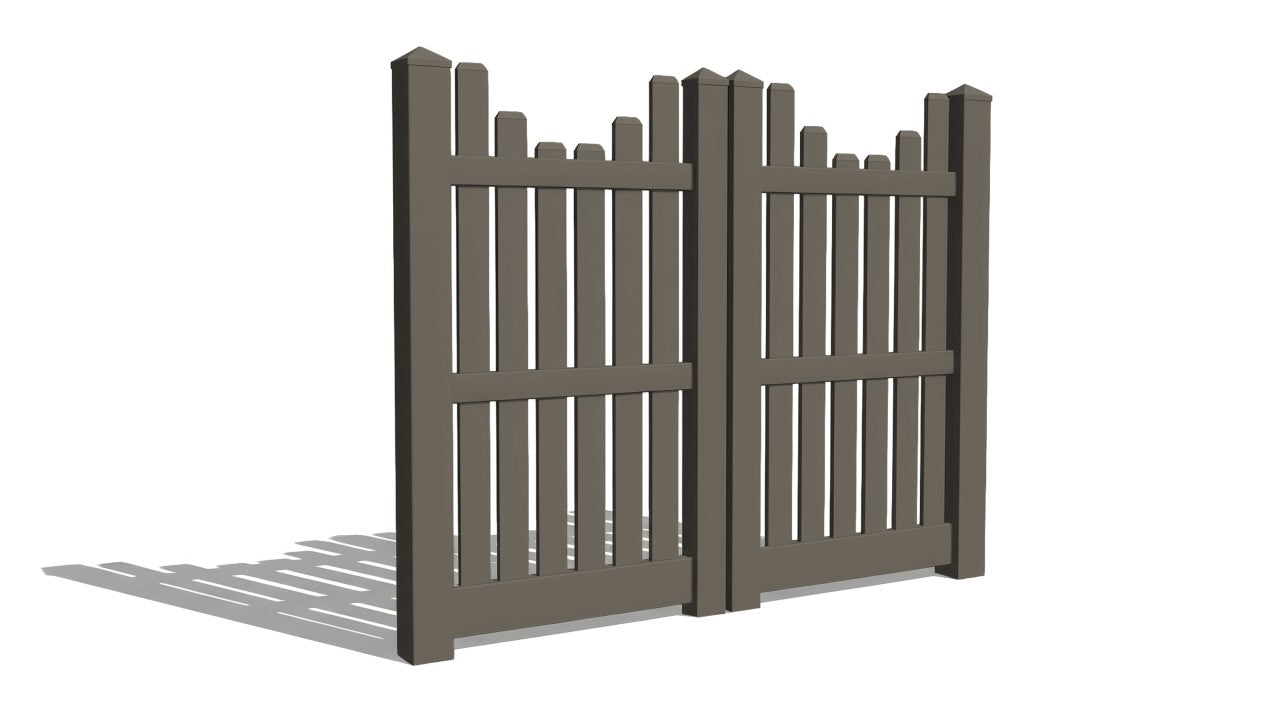 6' Tall x 6' Wide Double Drive Swing Vinyl Gate For Vinyl Fences (AFC-013)