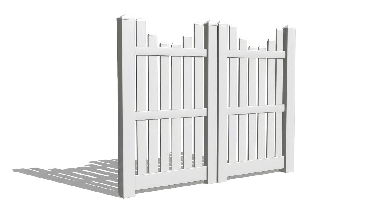 6' Tall x 6' Wide Double Drive Swing Vinyl Gate For Vinyl Fences (AFC-013)