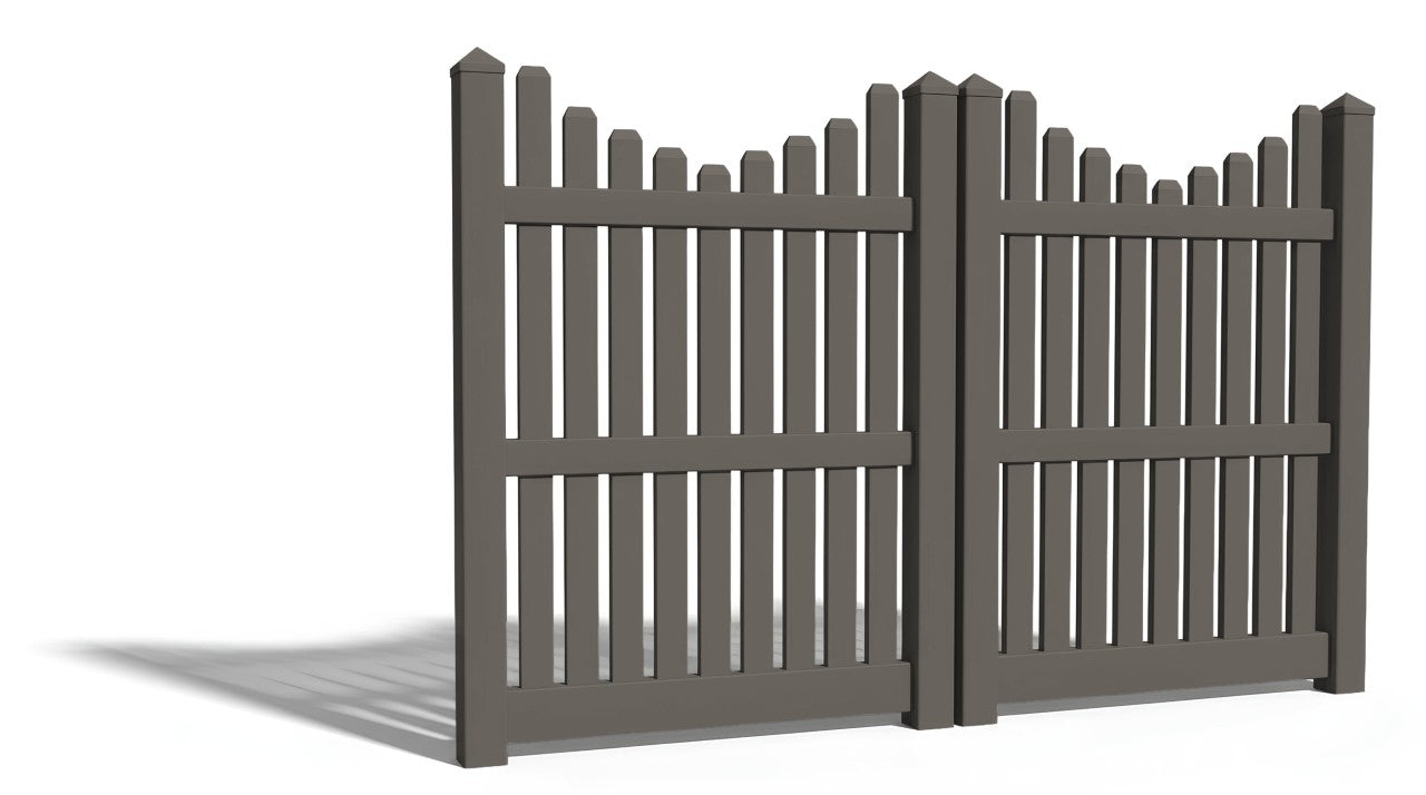 6' Tall x 8' Wide Double Drive Swing Vinyl Gate For Vinyl Fences (AFC-013)