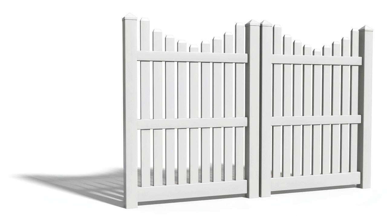 6' Tall x 8' Wide Double Drive Swing Vinyl Gate For Vinyl Fences (AFC-013)