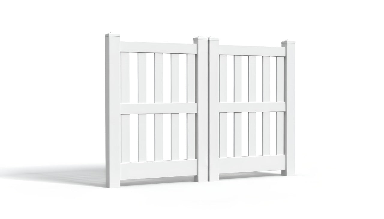 5' Tall x 6' Wide Double Drive Swing Vinyl Gate For Vinyl Fences (AFC-014)