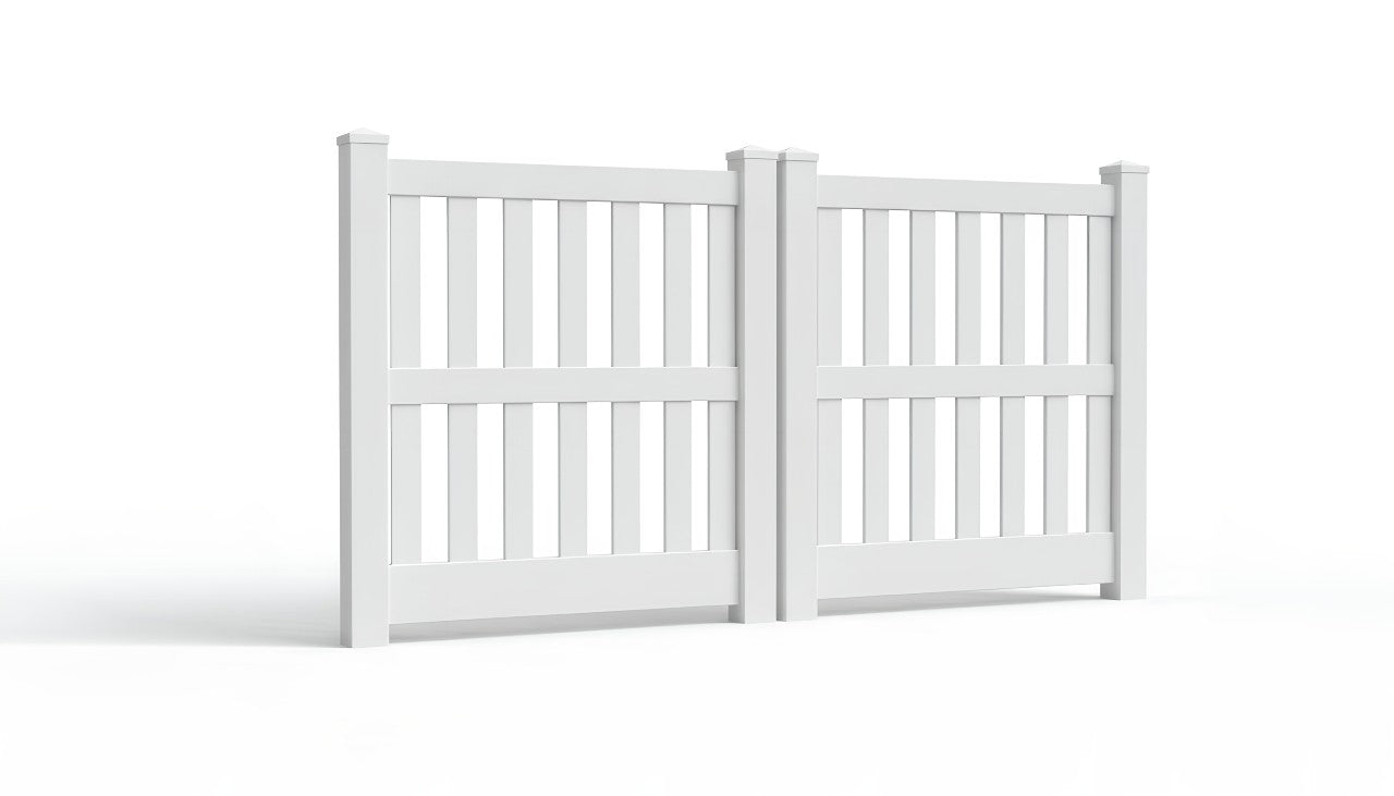 5' Tall x 8' Wide Double Drive Swing Vinyl Gate For Vinyl Fences (AFC-014)