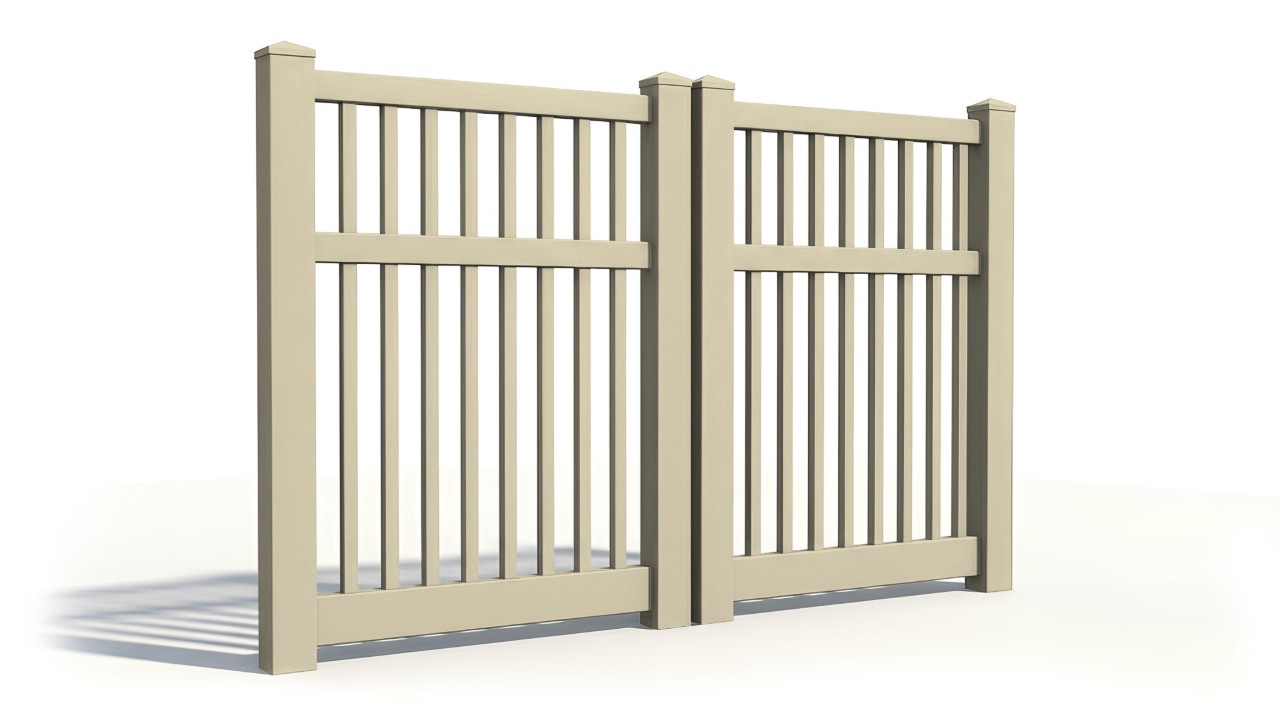 6' Tall x 6' Wide Double Drive Swing Vinyl Gate For Vinyl Fences (AFC-017)