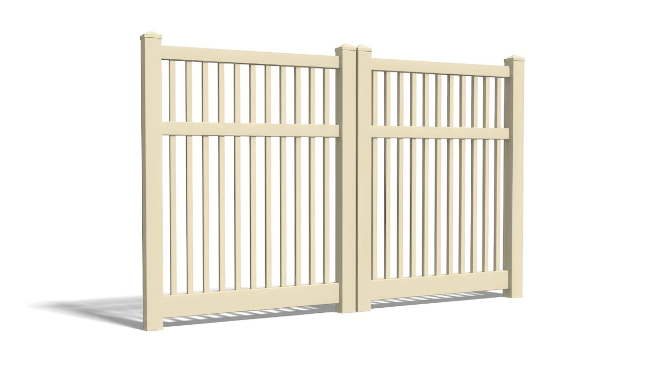 6' Tall x 8' Wide Double Drive Swing Vinyl Gate For Vinyl Fences (AFC-017)