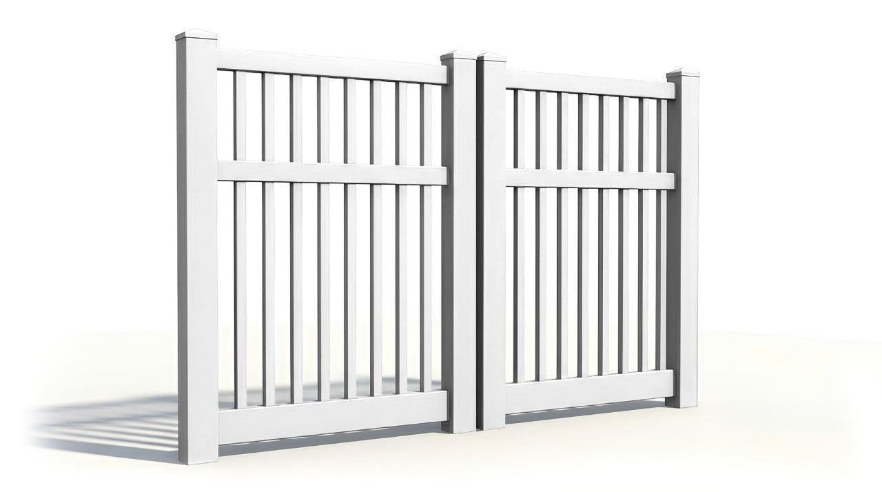 6' Tall x 6' Wide Double Drive Swing Vinyl Gate For Vinyl Fences (AFC-017)