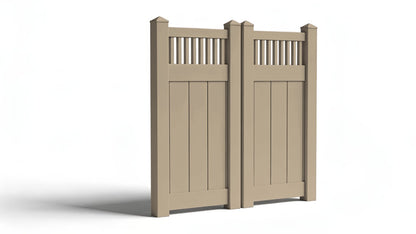 Vinyl Privacy w/ Picket Accent AFC-018 Double Drive Gate (Hardware Included)