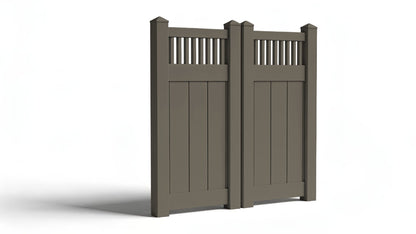 Vinyl Privacy w/ Picket Accent AFC-018 Double Drive Gate (Hardware Included)