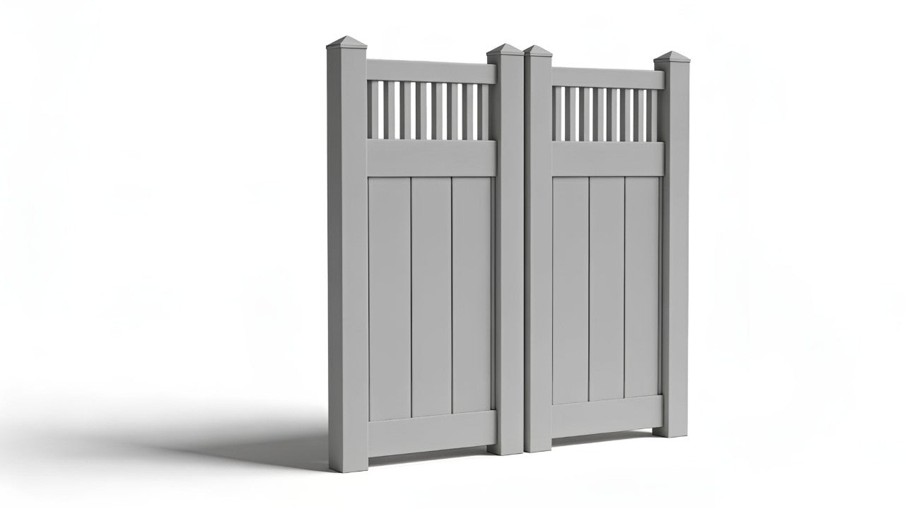 6' Tall x 6' Wide Double Drive Swing Vinyl Gate For Vinyl Fences (AFC-018)