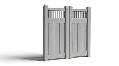 Vinyl Privacy w/ Picket Accent AFC-018 Double Drive Gate (Hardware Included)