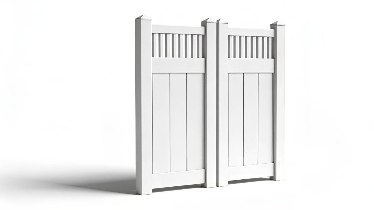 6' Tall x 6' Wide Double Drive Swing Vinyl Gate For Vinyl Fences (AFC-018)