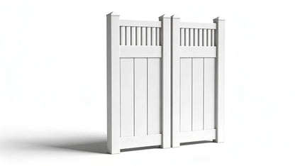 Vinyl Privacy w/ Picket Accent AFC-018 Double Drive Gate (Hardware Included)