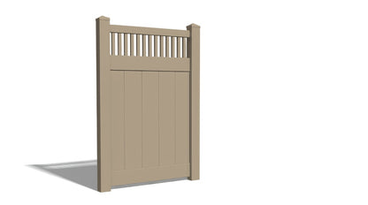 Vinyl Privacy w/ Picket Accent AFC-018 Single Swing Gate (Hardware Included)