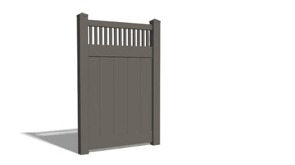 Vinyl Privacy w/ Picket Accent AFC-018 Single Swing Gate (Hardware Included)