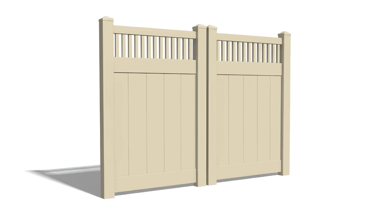 6' Tall x 8' Wide Double Drive Swing Vinyl Gate For Vinyl Fences (AFC-018)