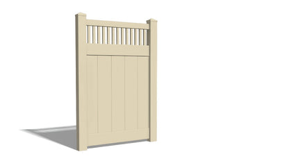 Vinyl Privacy w/ Picket Accent AFC-018 Single Swing Gate (Hardware Included)