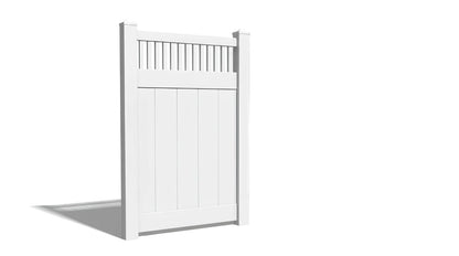 Vinyl Privacy w/ Picket Accent AFC-018 Single Swing Gate (Hardware Included)