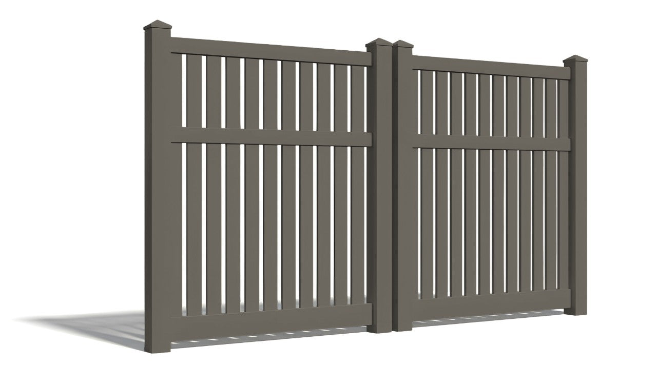 6' Tall x 8' Wide Double Drive Swing Vinyl Gate For Vinyl Fences (AFC-034)