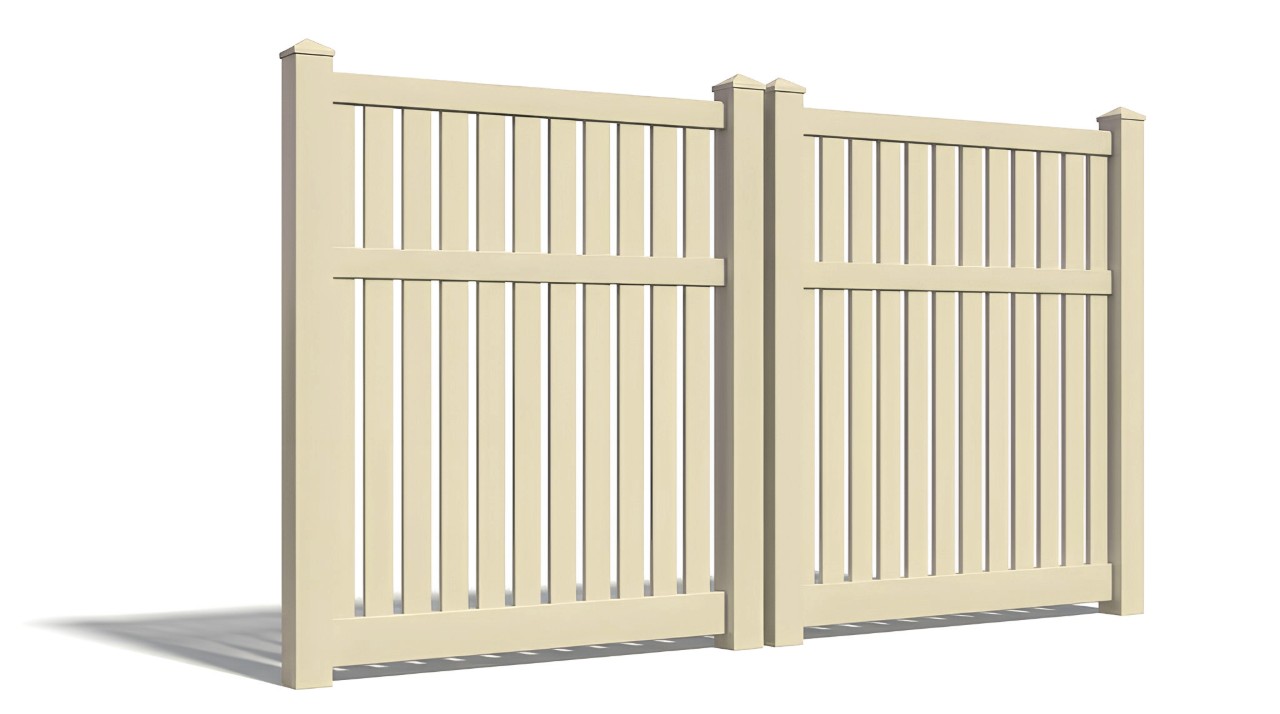 6' Tall x 8' Wide Double Drive Swing Vinyl Gate For Vinyl Fences (AFC-034)