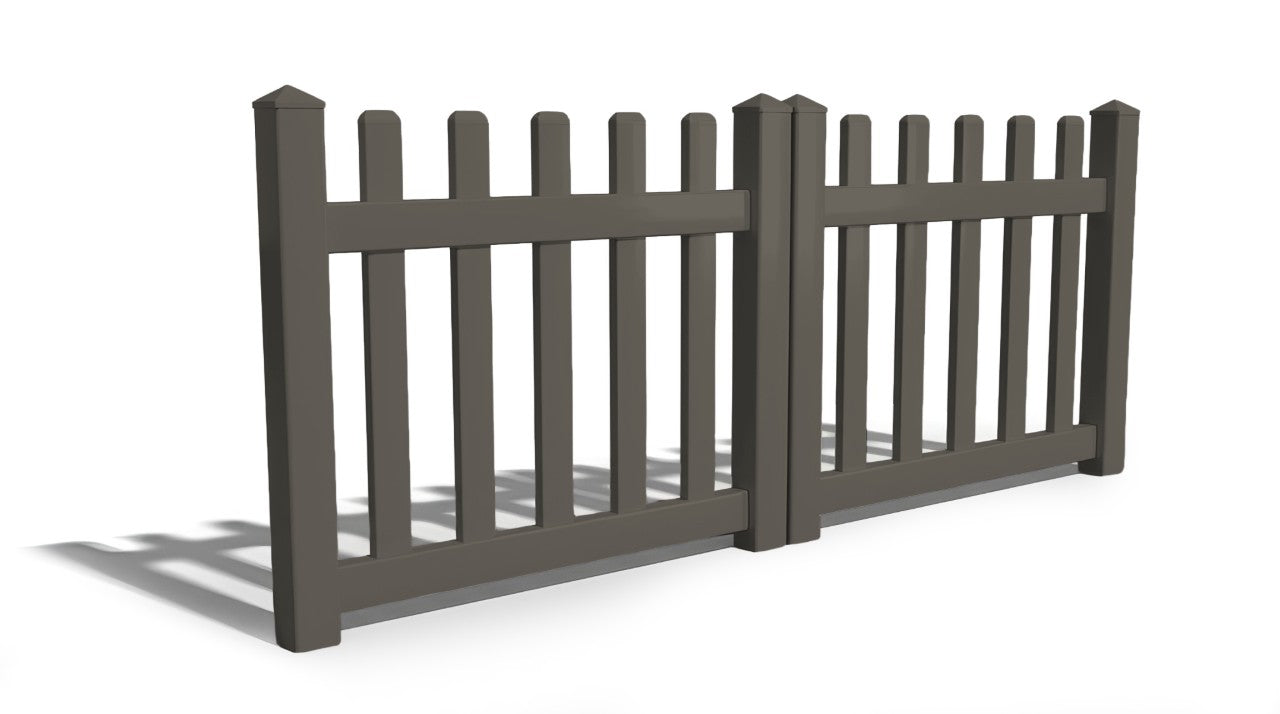 3' Tall x 8' Wide Double Drive Swing Vinyl Gate For Vinyl Fences (AFC-11)