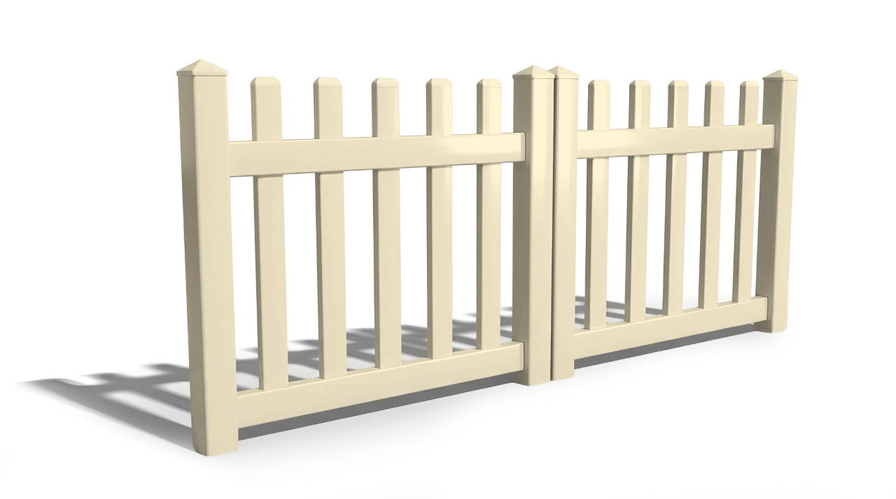 3' Tall x 8' Wide Double Drive Swing Vinyl Gate For Vinyl Fences (AFC-11)
