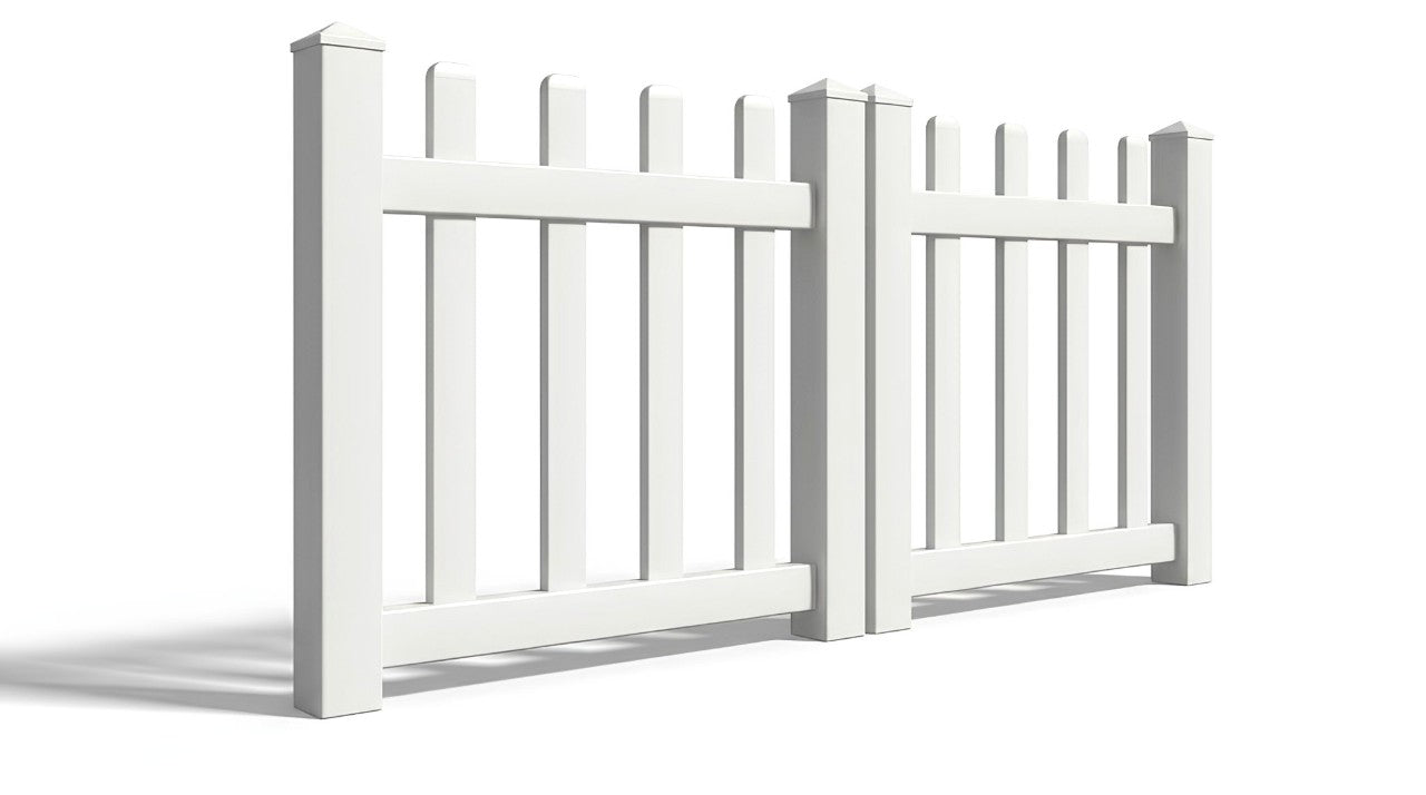 4' Tall x 6' Wide Double Drive Swing Vinyl Gate For Vinyl Fences (AFC-15)