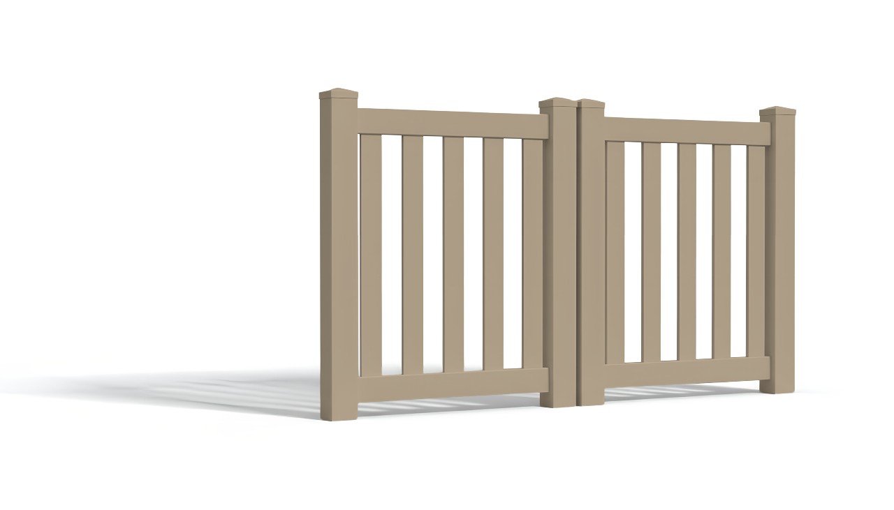 3' Tall x 6' Wide Double Drive Swing Vinyl Gate For Vinyl Fences (AFC-16)