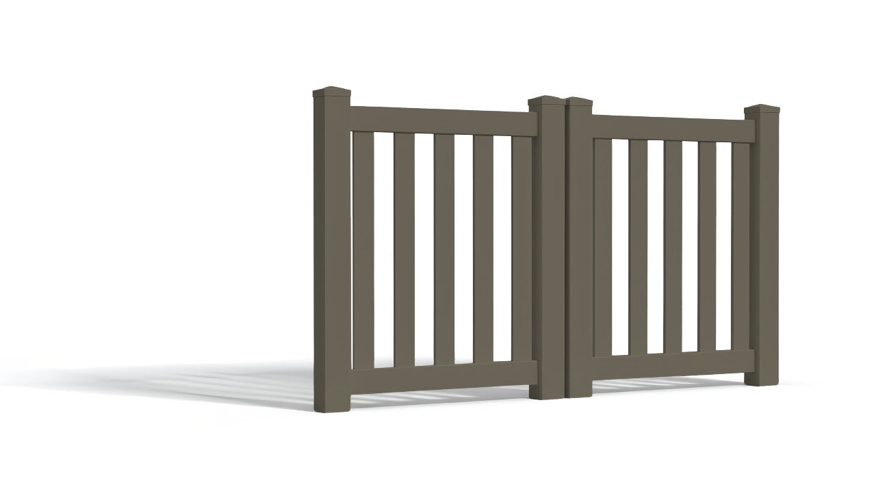 3' Tall x 6' Wide Double Drive Swing Vinyl Gate For Vinyl Fences (AFC-16)
