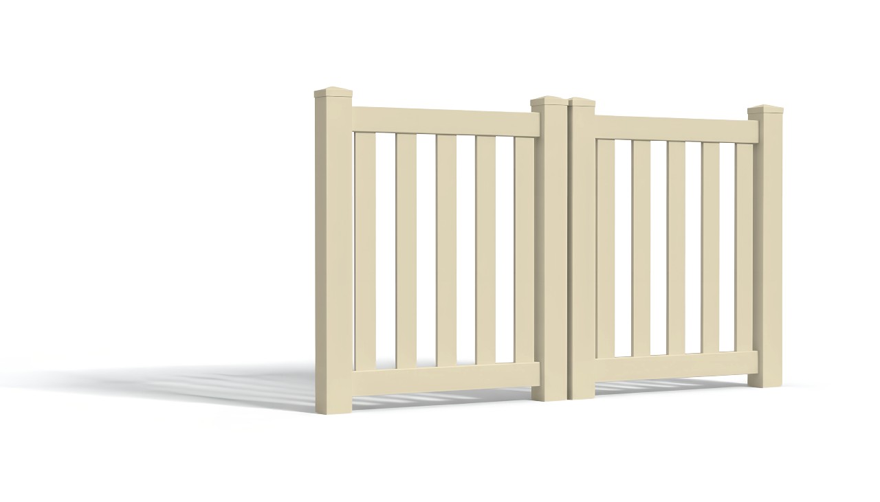 4' Tall x 6' Wide Double Drive Swing Vinyl Gate For Vinyl Fences (AFC-17)