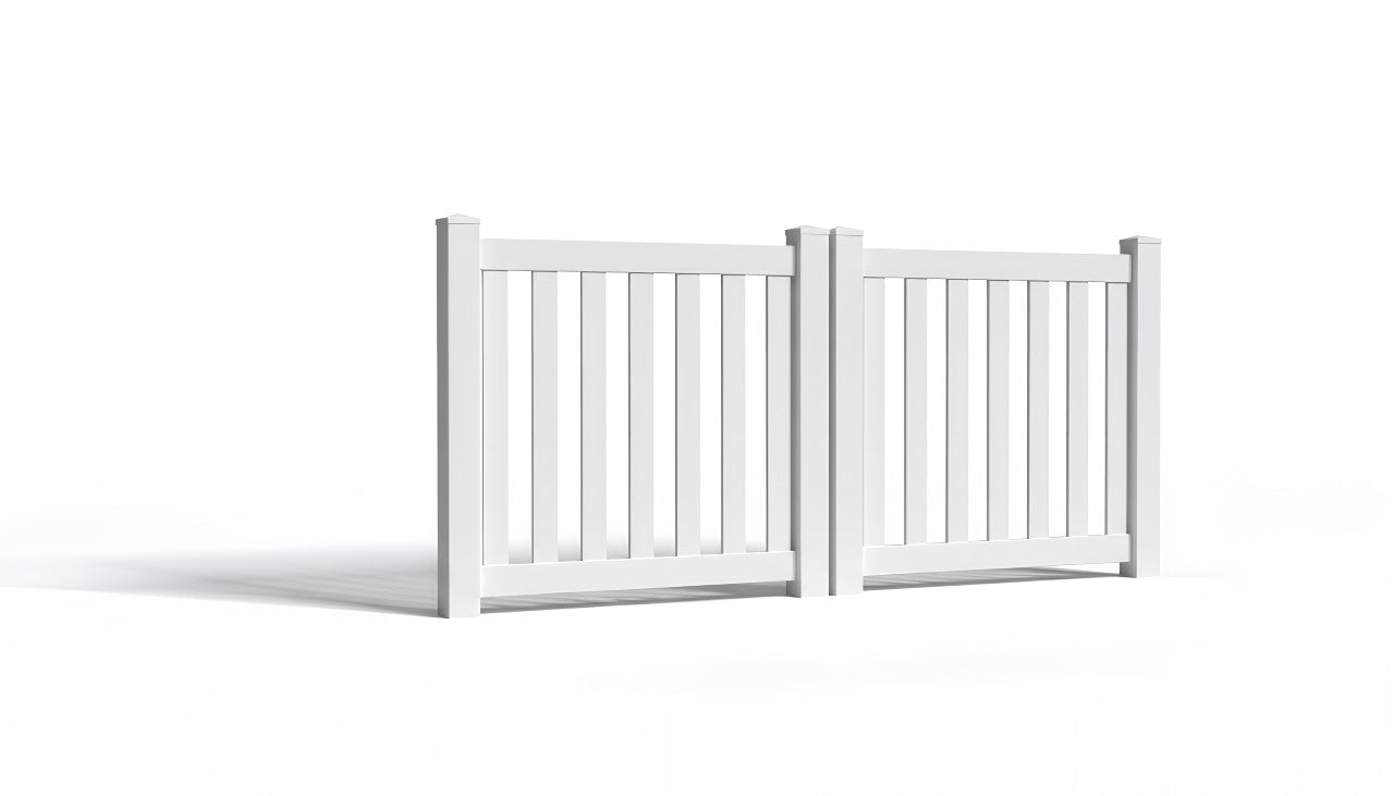 4' Tall x 8' Wide Double Drive Swing Vinyl Gate For Vinyl Fences (AFC-17)