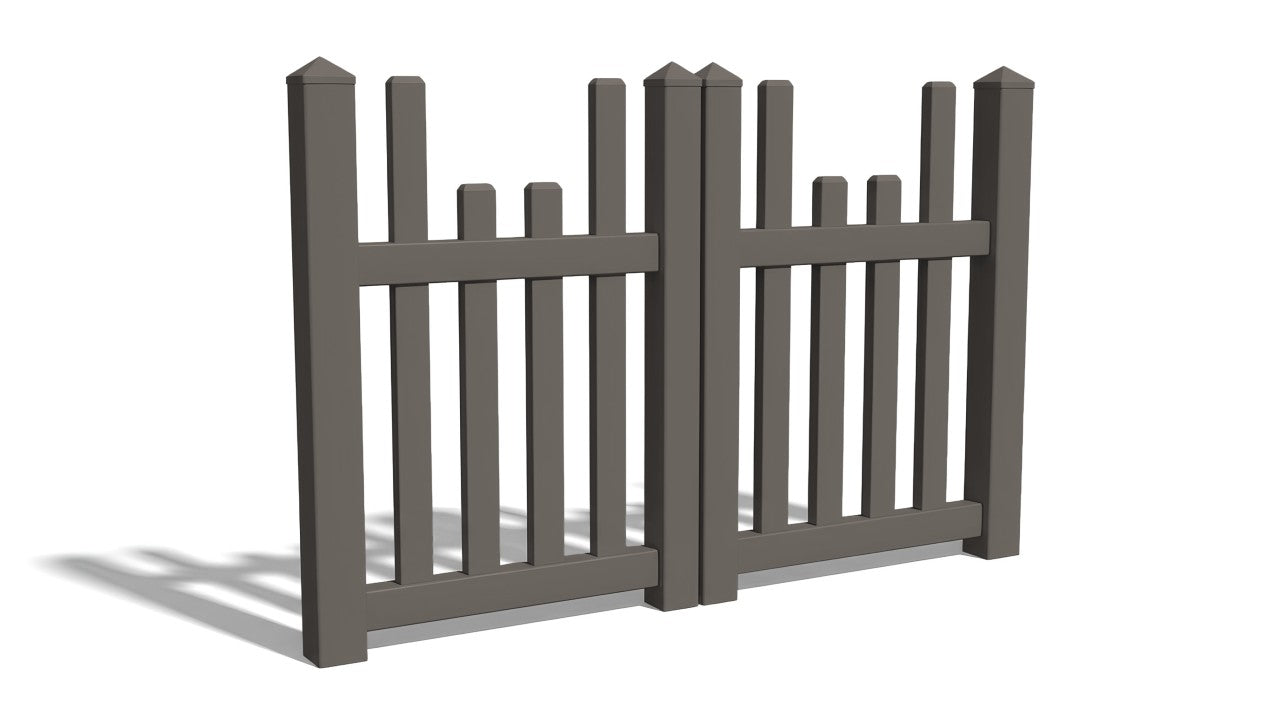 4' Tall x 6' Wide Double Drive Swing Vinyl Gate For Vinyl Fences (AFC-97)