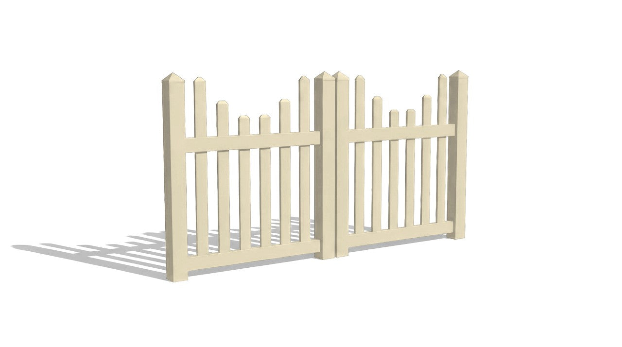 4' Tall x 8' Wide Double Drive Swing Vinyl Gate For Vinyl Fences (AFC-97)