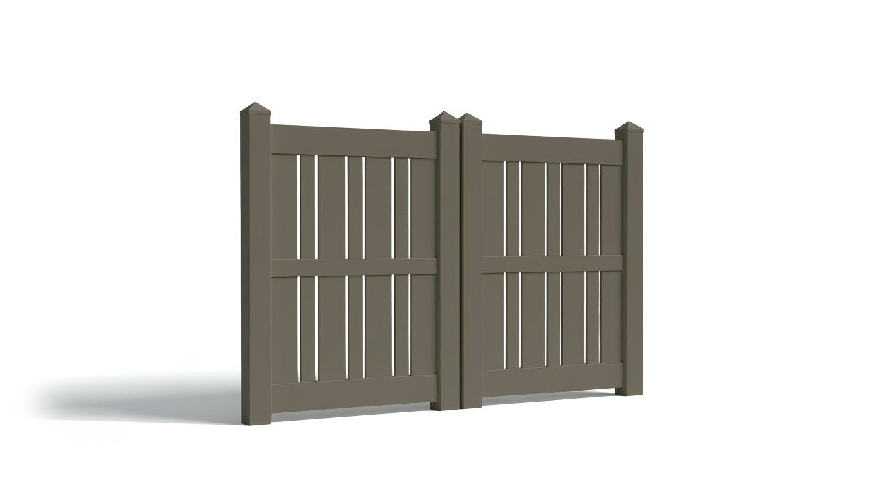 6' Tall x 6' Wide Double Drive Swing Vinyl Gate For Vinyl Fences (AFS-23)