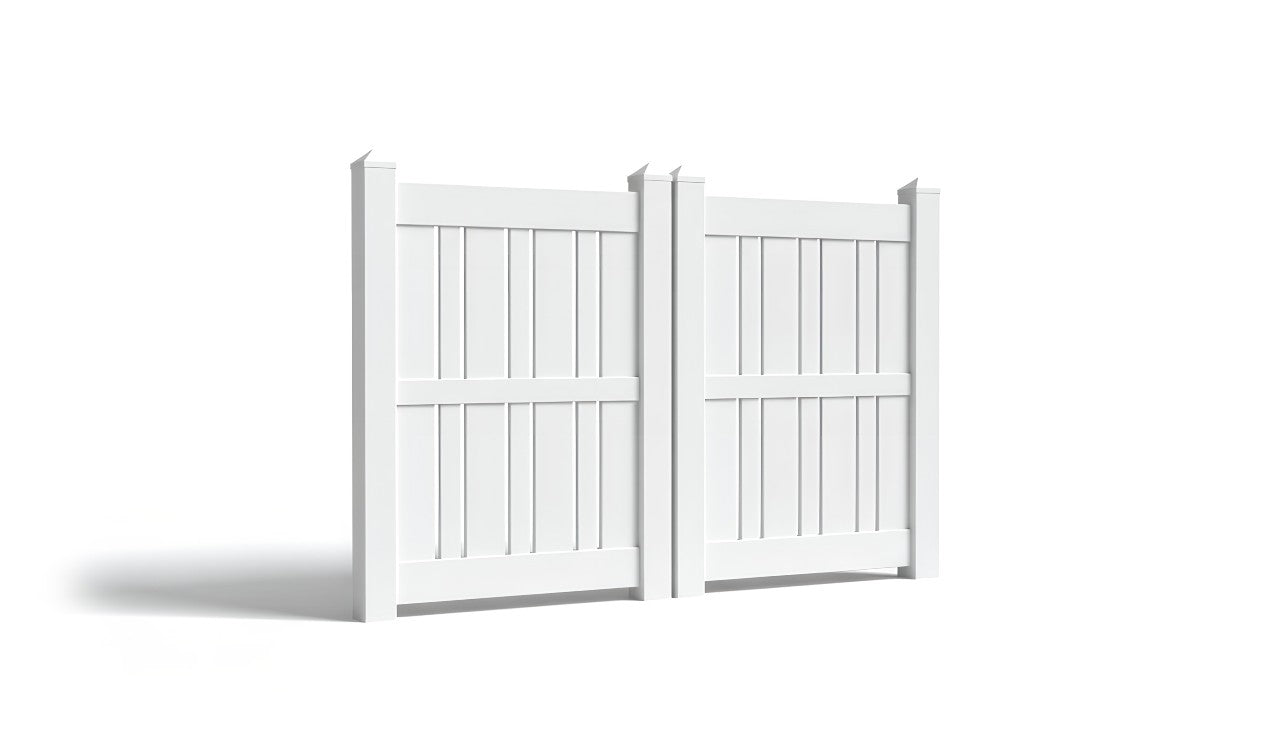 6' Tall x 6' Wide Double Drive Swing Vinyl Gate For Vinyl Fences (AFS-23)