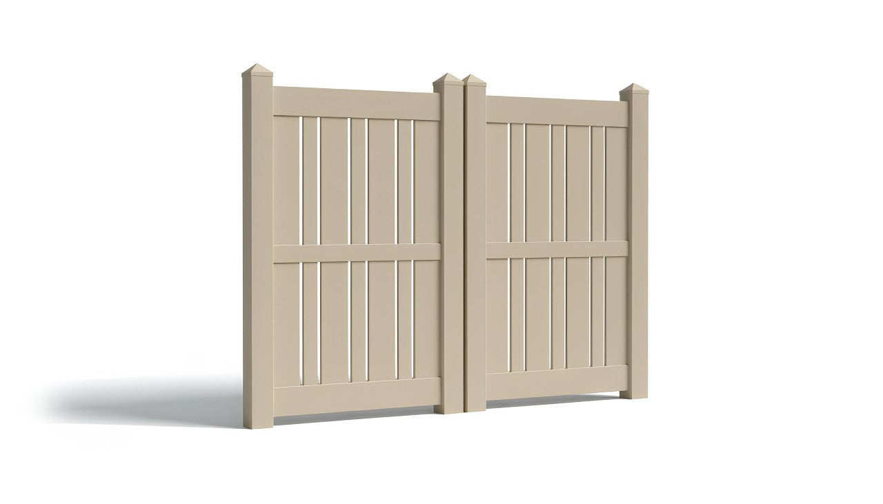 6' Tall x 8' Wide Double Drive Swing Vinyl Gate For Vinyl Fences (AFS-23)